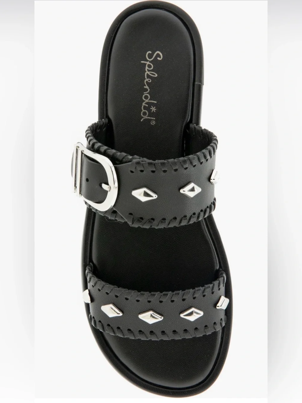 New in Box! Splendid Felix Black Silver Studded Double Strap Slide Sandal